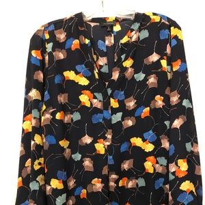 The Limited long-sleeve gingko leaf pattern blouse